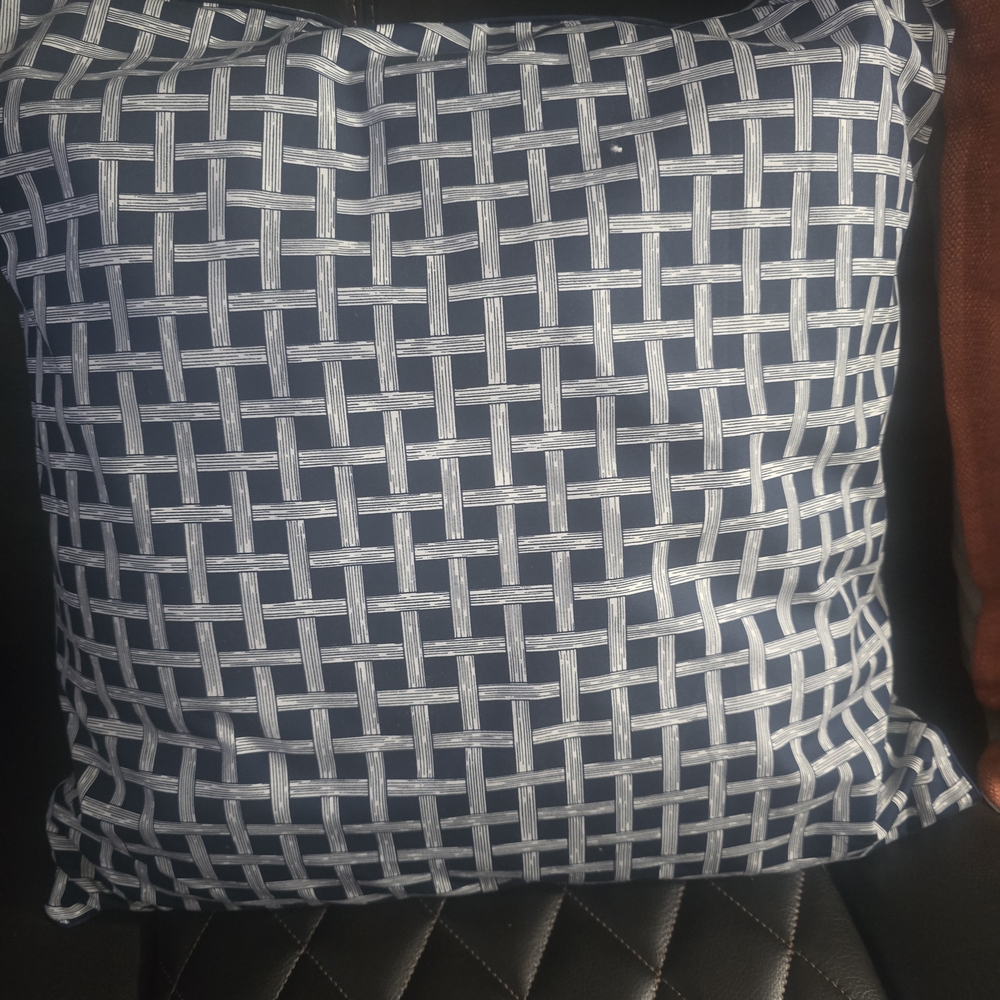 Ralph Lauren Navy and White Woven-Grid Accent Pillow